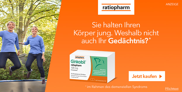 Wirkstoff: Ginkgo-biloba-Blätter-Trockenextrakt. Anwendungsgebiete: -40 mg; 80 mg; 120 mg; Tropfen: Zur symptomatischen Behandlung von hirnorganisch bedingten Leistungsstör. im Rahmen eines therapeutischen Gesamtkonzeptes bei Abnahme bzw. Verlust erworbener geistiger Fähigkeiten (dementielles Syndrom) mit den Hauptbeschwerden: Gedächtnisstörungen, Konzentrationsstörungen, depressive Verstimmung, Schwindel, Ohrensausen, Kopfschmerzen. Verlängerung der schmerzfreien Gehstrecke bei peripherer arterieller Verschlusskrankheit bei Stadium II nach FONTAINE (