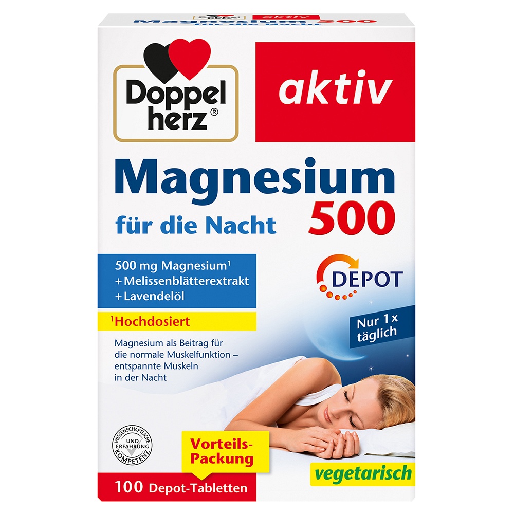 DOPPELHERZ Magnesium 500 für die Nacht Tabletten - 100St