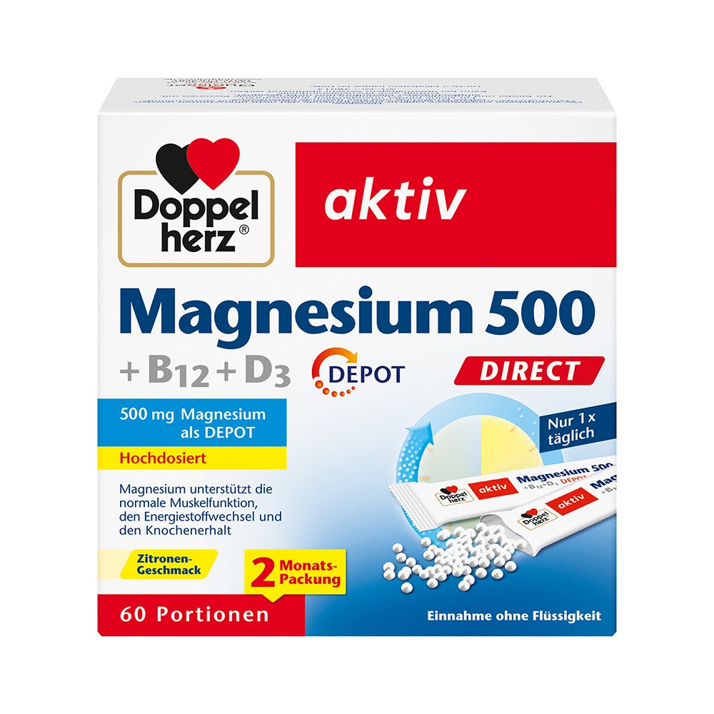 DOPPELHERZ Magnesium 500+B12+D3 Depot DIRECT Pell. - 60St
