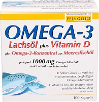 OMEGA-3 LACHSÖL plus Vit.D plus Omega-3 Konz.Kps. - 100St - Omega-3-Fettsäuren